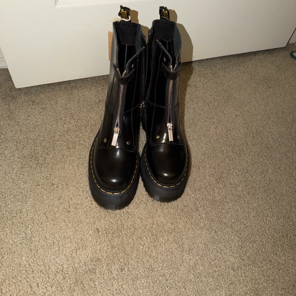 Dr. Martens Black Front-Zip Platform Ankle Boots